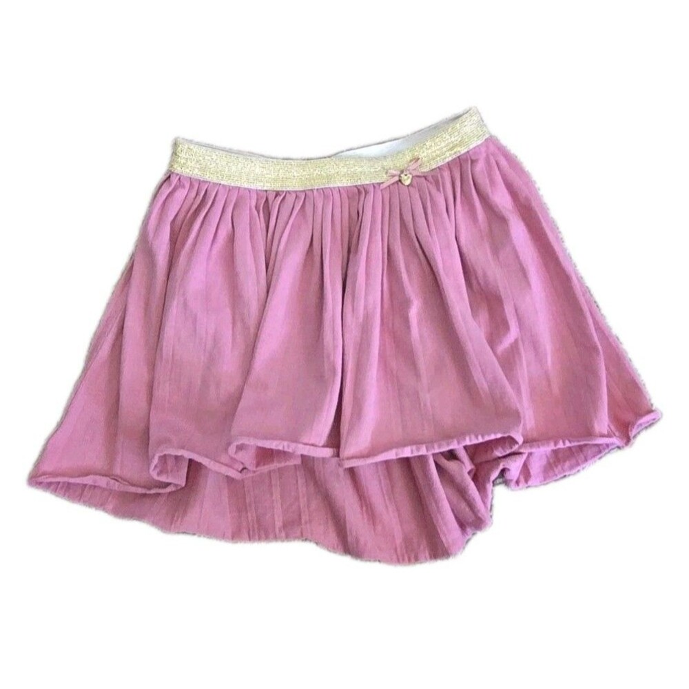 Girls Skirt Sz 4T Pretty Muted Neutral Mauve Pink W/ Gold Sparkly Elastic Waist